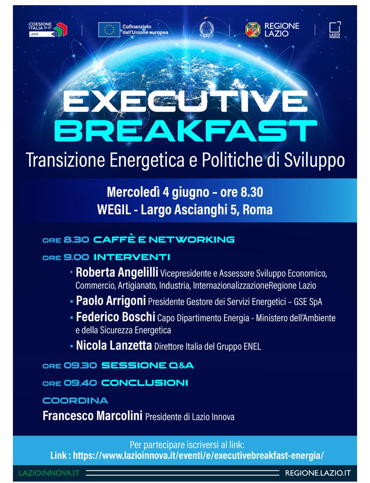 Executive Breakfast – Transizione Energetica e Politiche di Sviluppo